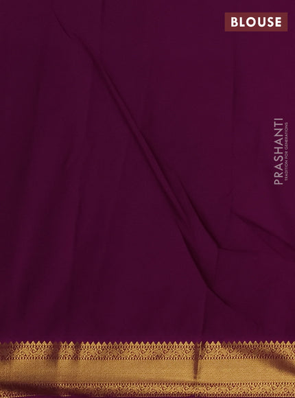 Semi kanchipuram silk saree beige and purple with zari woven buttas and zari woven korvai border