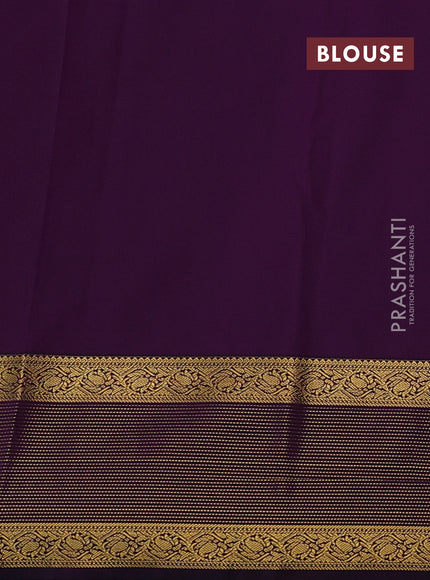 Semi kanchipuram silk saree dual shade of teal green and purple with zari woven buttas and zari woven border