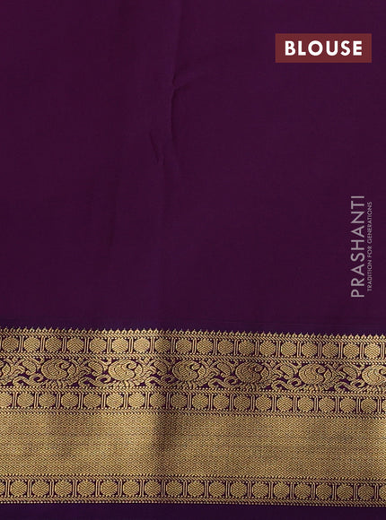 Semi kanchipuram silk saree mild pista green and purple with allover zari checks & buttas and zari woven korvai border