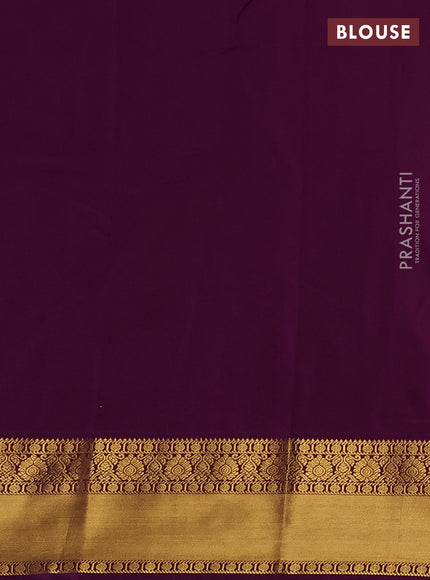 Semi kanchipuram silk saree lime green and purple with allover zari weaves & buttas and zari woven border