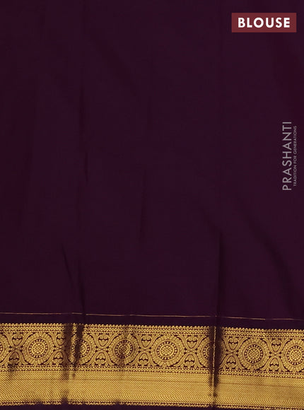 Semi kanchipuram silk saree peach pink and purple with allover zari weaves & buttas and zari woven border