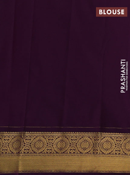 Semi kanchipuram silk saree light green and purple with allover zari weaves & buttas and zari woven korvai border
