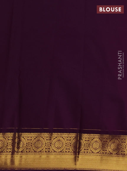 Semi kanchipuram silk saree teal blue and purple with allover zari weaves & buttas and zari woven korvai border