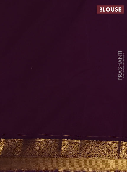 Semi kanchipuram silk saree lime green and purple with allover zari weaves & buttas and zari woven korvai border