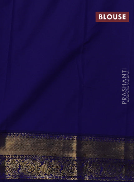 Semi kanchipuram silk saree teal green and blue with zari woven buttas and zari woven korvai border