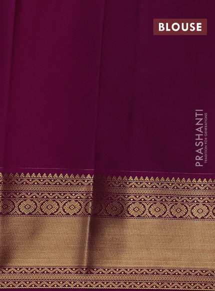 Semi kanchipuram silk saree pista green and magenta pink with allover zari weaves & buttas and zari woven korvai border