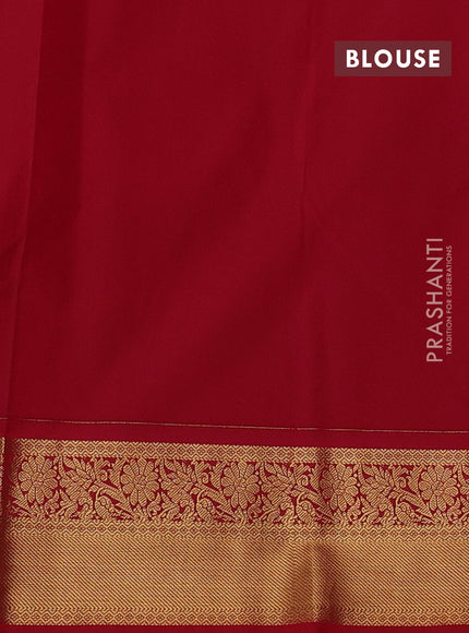 Semi kanchipuram silk saree lotus pink and red with allover zari weaves & buttas and zari woven korvai border