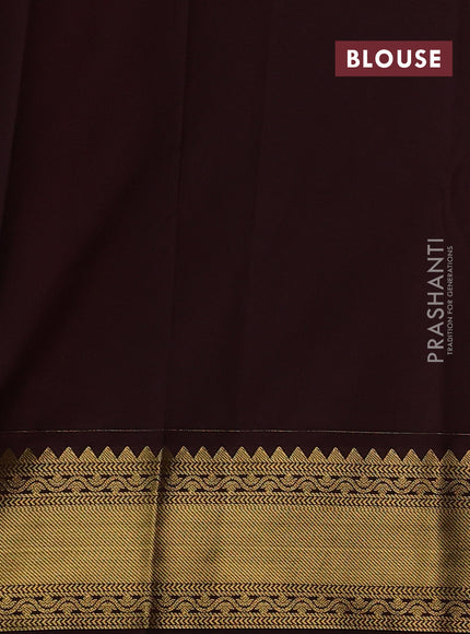 Semi kanchipuram silk saree pastel pink and coffee brown with allover zari stripe & buttas and zari woven korvai border