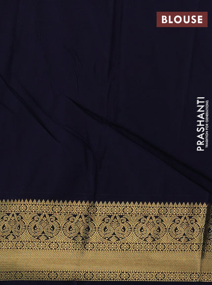 Semi kanchipuram silk saree teal blue and navy blue with allover zari weaves & buttas and zari woven korvai border