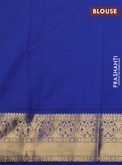 Semi kanchipuram silk saree pastel pink and blue with allover zari weaves & buttas and zari woven korvai border
