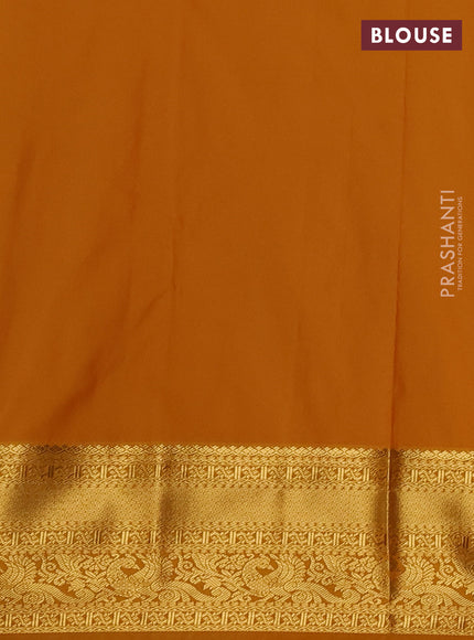 Semi kanchipuram silk saree maroon and yellow with allover zari weaves & buttas and zari woven border