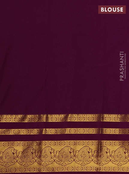 Semi kanchipuram silk saree teal green and magenta pink with allover zari weaves & buttas and long zari woven border
