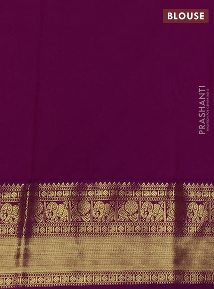 Semi kanchipuram silk saree dark mustard and pink with zari woven buttas and zari woven border