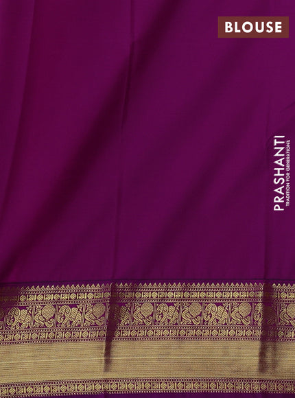 Semi kanchipuram silk saree mustard yellow and pink with zari woven buttas and zari woven border