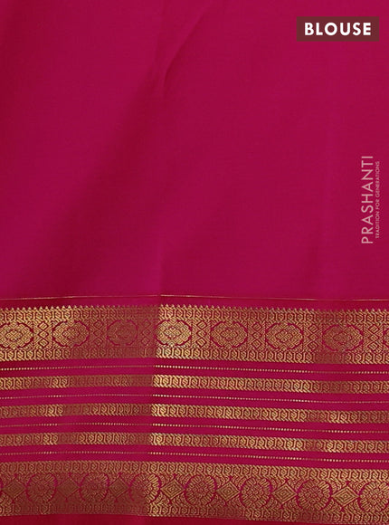 Semi kanchipuram silk saree mustard yellow and pink with allover zari weaves & buttas and zari woven border