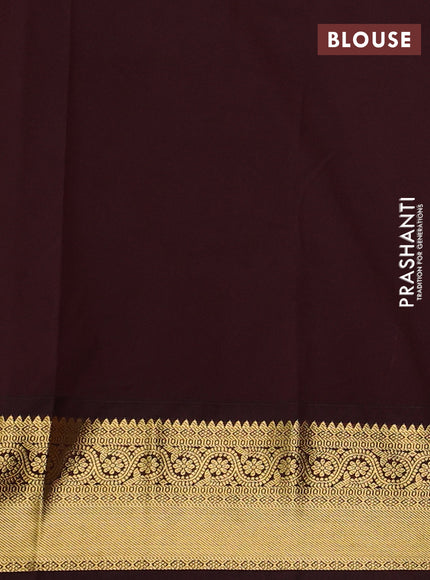 Semi kanchipuram silk saree dark mustard and coffee brown with zari woven buttas and zari woven border