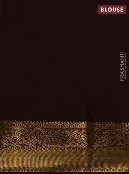 Semi kanchipuram silk saree light green and coffee brown with zari woven buttas and zari woven border