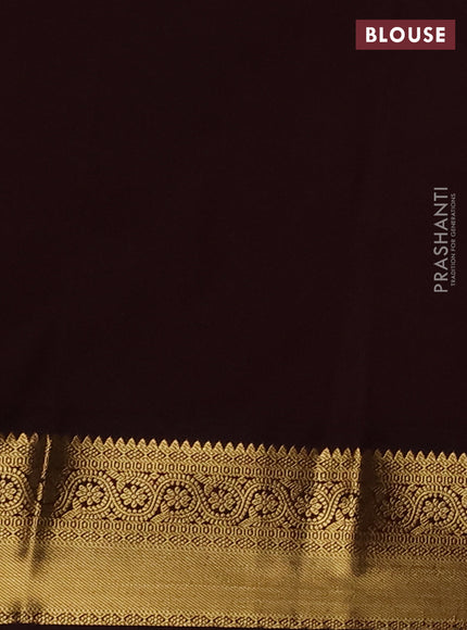 Semi kanchipuram silk saree pastel pink and coffee brown with zari woven buttas and zari woven border