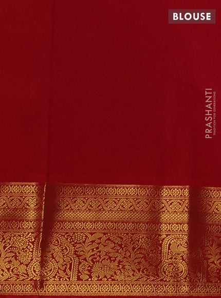 Semi kanchipuram silk saree green and red with allover zari weaves & buttas and zari woven border