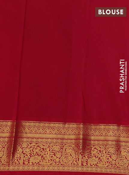 Semi kanchipuram silk saree navy blue and red with allover zari weaves & buttas and zari woven border