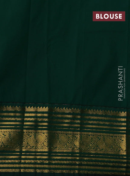 Semi kanchipuram silk saree lotus pink and bottle green with zari woven buttas and zari woven border