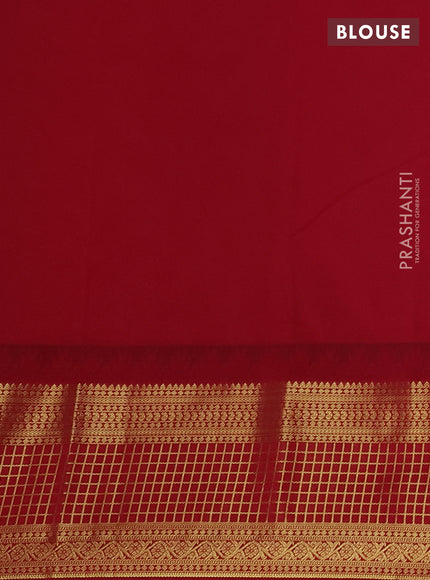 Semi kanchipuram silk saree bottle green and maroon with zari woven buttas and temple design zari woven border
