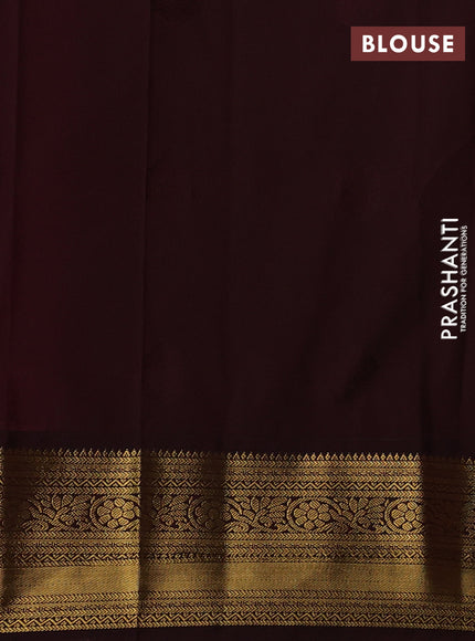 Semi kanchipuram silk saree pink and coffee brown with zari woven buttas and zari woven border
