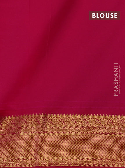 Semi kanchipuram silk saree pista green and pink with allover zari checks & buttas and zari woven korvai border