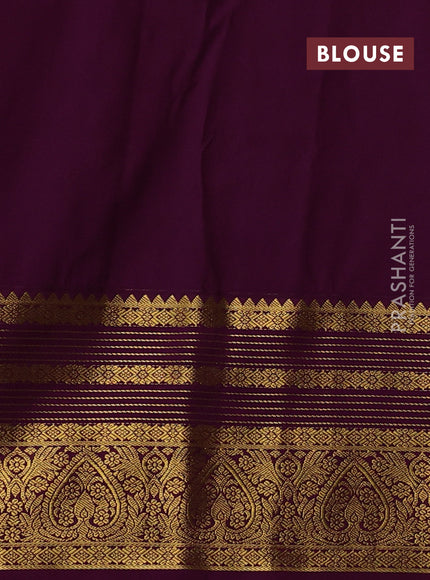 Semi kanchipuram silk saree pista green and magenta pink with allover zari woven buttas and long zari woven border