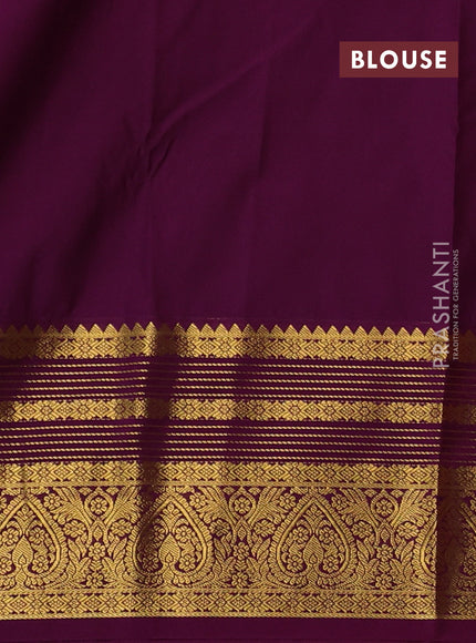 Semi kanchipuram silk saree pastel pink and magenta pink with allover zari woven buttas and long zari woven border