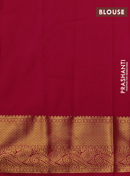 Semi kanchipuram silk saree teal green and pink with zari woven buttas and zari woven border