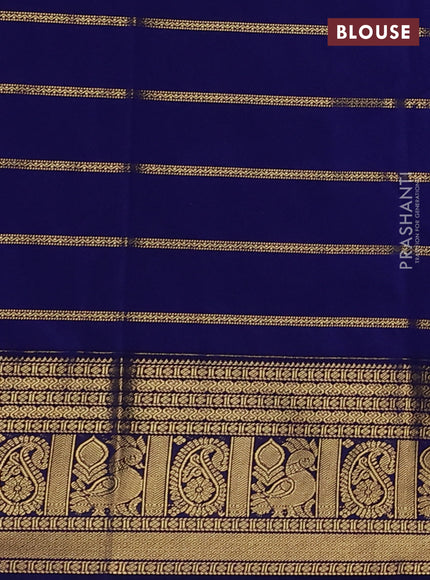 Semi kanchipuram silk saree lotus pink and navy blue with allover zari stripe pattern and zari woven border