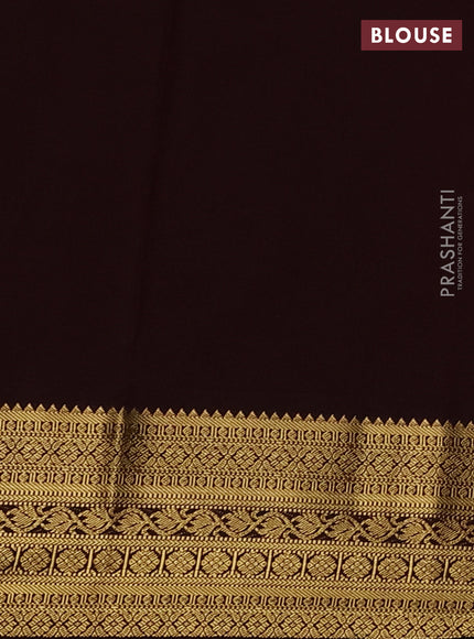 Semi kanchipuram silk saree green and coffee brown with allover zari weaves & buttas and zari woven border