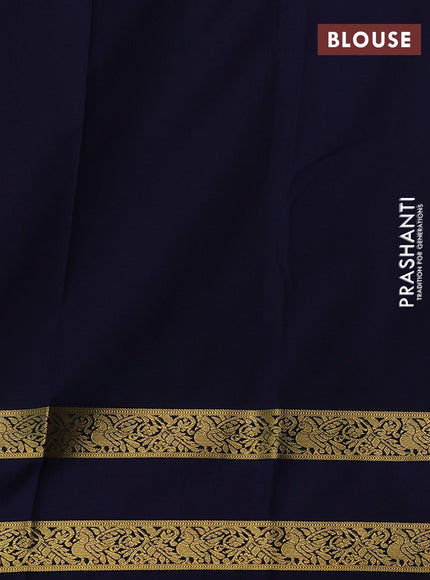 Semi kanchipuram silk saree lime green and navy blue with allover zari woven buttas and rettapet zari woven border
