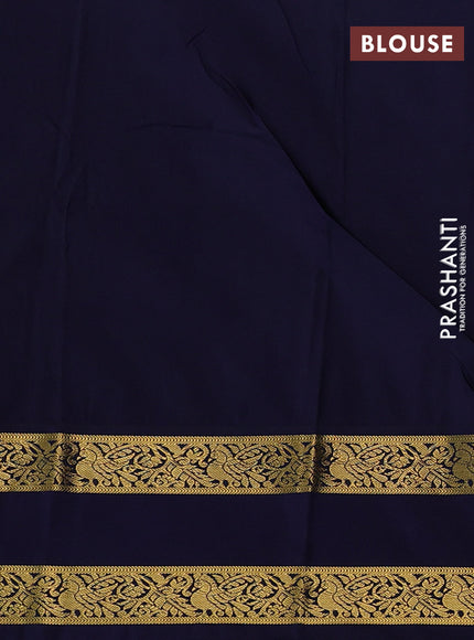 Semi kanchipuram silk saree lotus pink and navy blue with allover zari woven buttas and rettapet zari woven border