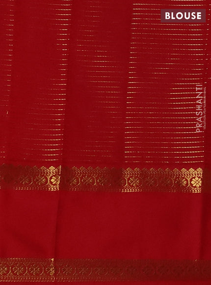 Semi kanchipuram silk saree peach shade and red with allover zari checks & buttas and rettapet zari woven border