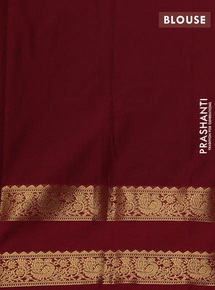 Semi kanchipuram silk saree cs blue and maroon with allover zari woven buttas and rettapet zari woven border