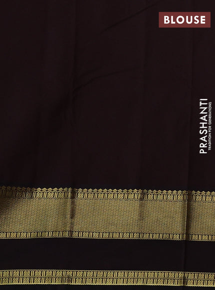 Semi kanchipuram silk saree light green and coffee brown with zari woven buttas and rettapet zari woven border