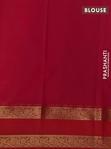 Semi kanchipuram silk saree pista green and orange with allover zari weaves & buttas and rettapet zari woven border