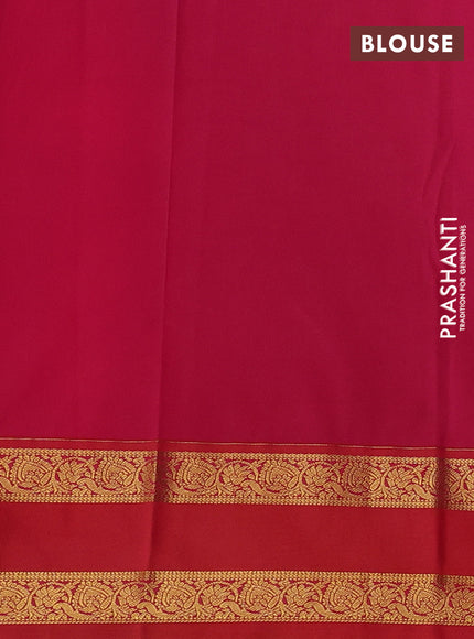Semi kanchipuram silk saree deep maroon and orange with allover zari weaves & buttas and rettapet zari woven border