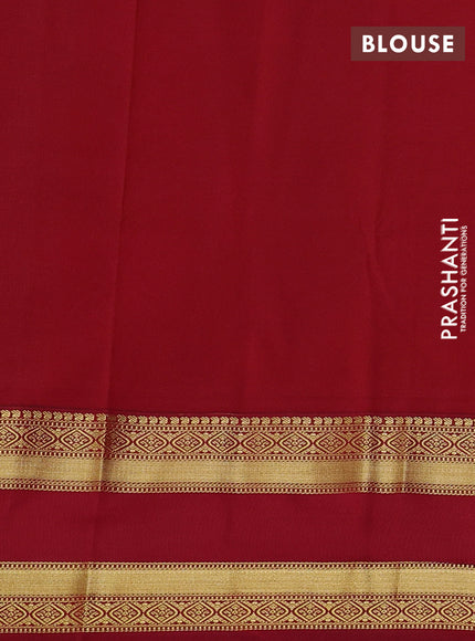 Semi kanchipuram silk saree teal green and maroon with zari woven buttas and rettapet zari woven border