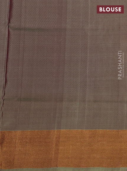 Pure uppada silk saree coffee brown and pastel green with allover silver & zari woven buttas and zari woven border