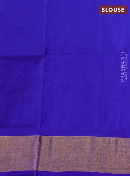 Pure uppada silk saree cs blue and blue with allover silver & zari woven buttas and parrot design zari woven border
