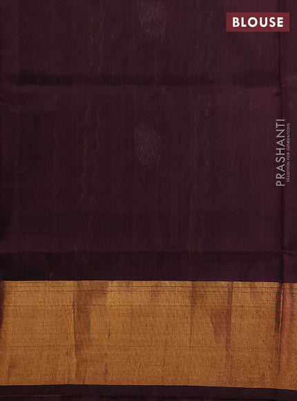 Pure uppada silk saree pastel brown and coffee brown with allover zari weaves & silver zari woven buttas and long zari woven border