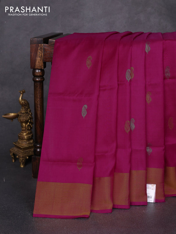 Pure uppada silk saree pink with allover silver & zari woven buttas and zari woven border