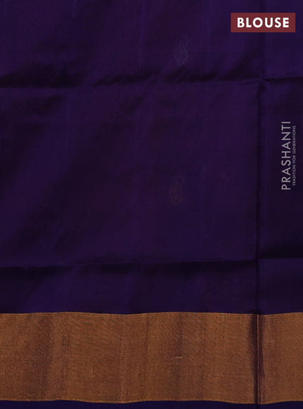 Pure uppada silk saree rust shade and navy blue with allover silver & zari woven buttas and zari woven border