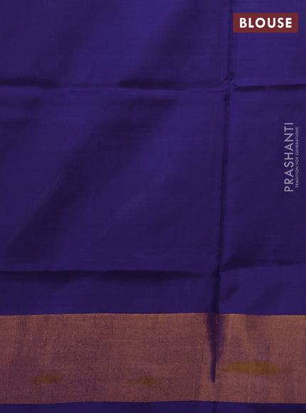 Pure uppada silk saree bluish grey and royal blue with allover silver & zari woven buttas and zari woven border