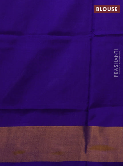 Pure uppada silk saree bluish grey and royal blue with allover silver & zari woven buttas and zari woven border