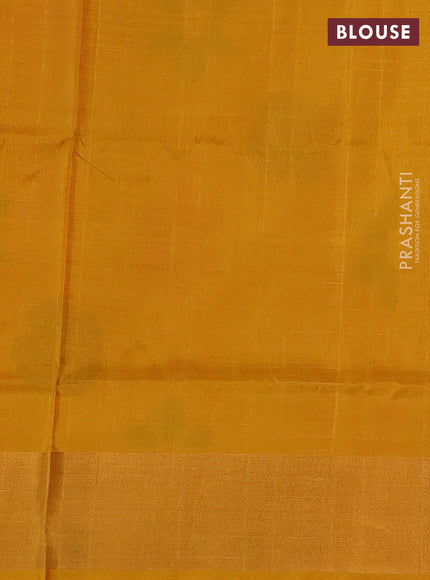 Pure uppada silk saree purple and mustard yellow with allover silver & zari woven buttas and jamdhani weaving pallu