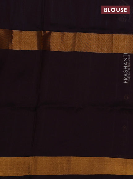 Pure uppada silk saree peacock green and coffee brown with allover silver zari woven buttas and zari woven border